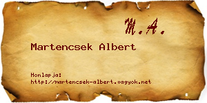 Martencsek Albert névjegykártya