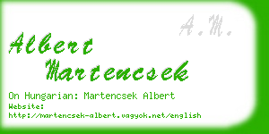 albert martencsek business card